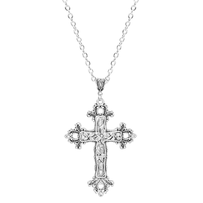 Gothic Religious Jesus Cross Pendant Grunge Necklaces Crucifix Aesthetic Collier Croix For Women Men Mystical Gift Jewelry