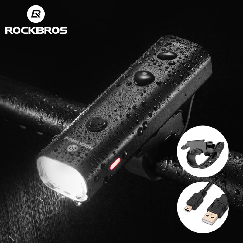 ROCKBROS Bike Light Rainproof USB Rechargeable LED 2000mAh MTB Front Lamp Headlight Aluminum Ultralight Flashlight Bicycle Light