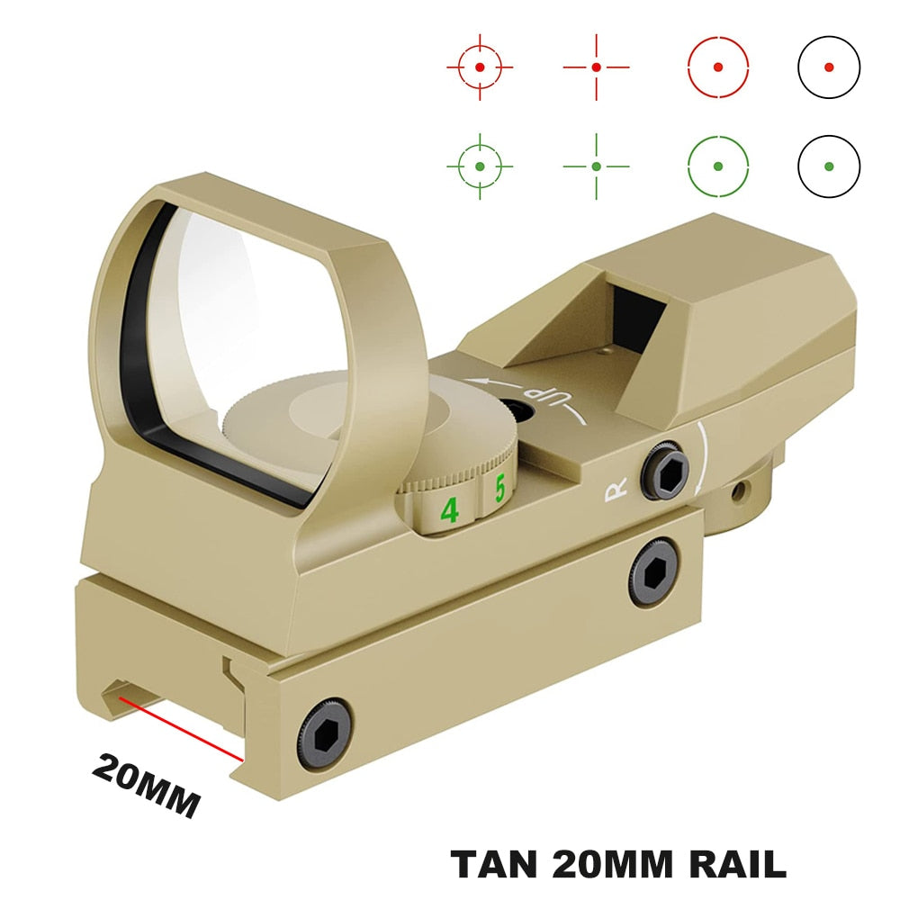 Hot 20mm Rail Riflescope Hunting Optics Holographic Red Dot Sight Reflex 4 Reticle Tactical Scope Collimator Sight