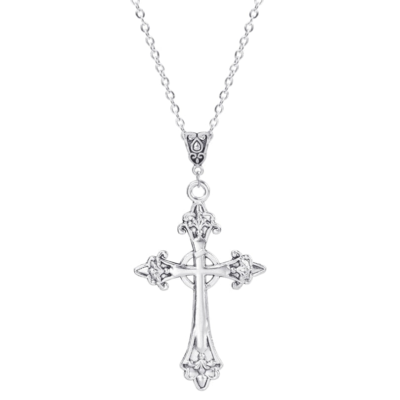 Gothic Religious Jesus Cross Pendant Grunge Necklaces Crucifix Aesthetic Collier Croix For Women Men Mystical Gift Jewelry