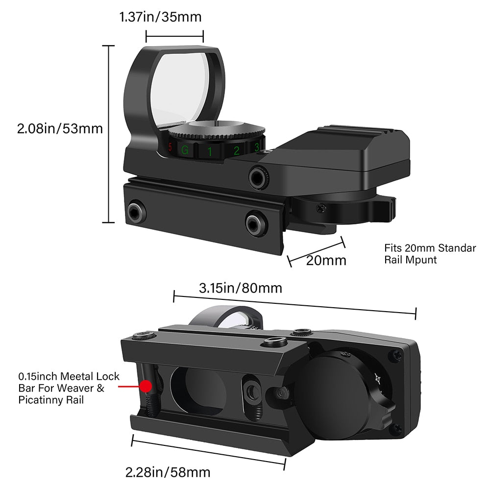 Hot 20mm Rail Riflescope Hunting Optics Holographic Red Dot Sight Reflex 4 Reticle Tactical Scope Collimator Sight