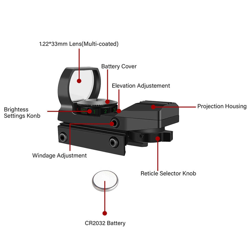 Hot 20mm Rail Riflescope Hunting Optics Holographic Red Dot Sight Reflex 4 Reticle Tactical Scope Collimator Sight