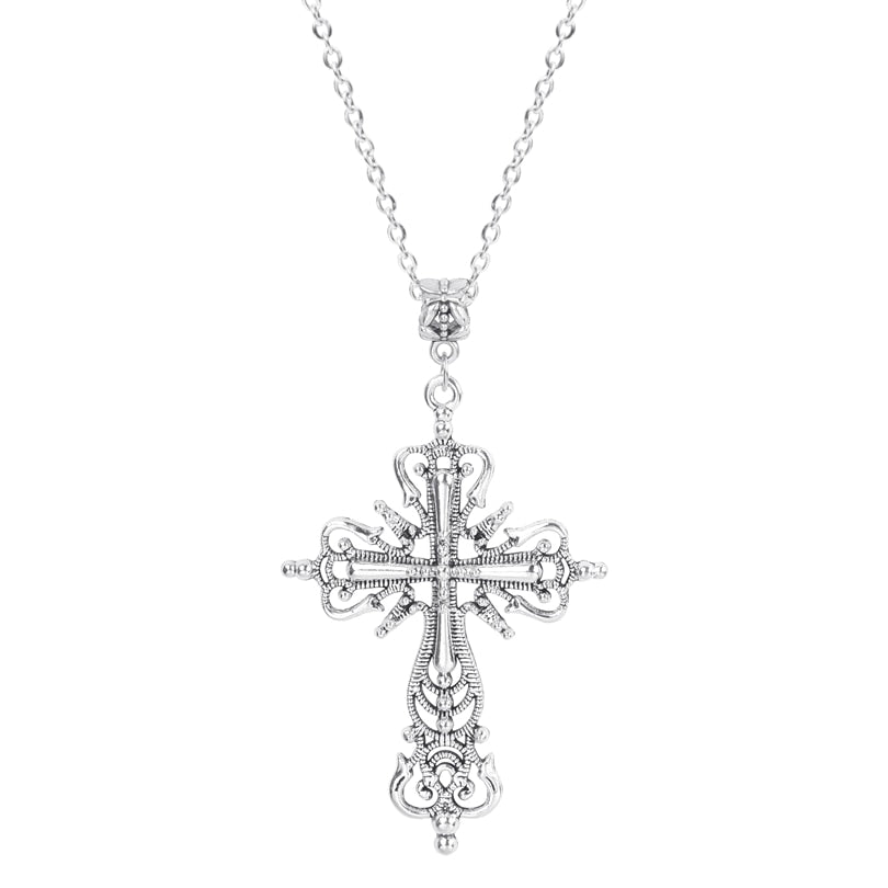 Gothic Religious Jesus Cross Pendant Grunge Necklaces Crucifix Aesthetic Collier Croix For Women Men Mystical Gift Jewelry