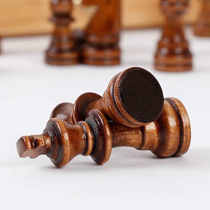 Large Magnetic Wooden Folding Chess Set Felted Game Board 39cm*39cm Interior Storage Adult Kids  Gift Family Game Chess Board