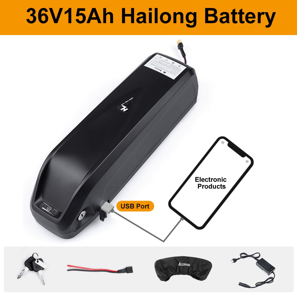 Hailong Samsung Cells E-bike Lithium Battery 48V 17.5Ah 20Ah 18Ah 52V 36V USB Port Powerful Battery Electric Bicycle Conversions