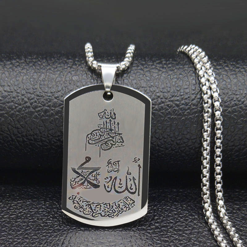 Islam Religious Muslim Allah Loran Brand Stainless Steel Necklace Men Silver Color Necklaces Pendants Jewelry joyas N2249S02