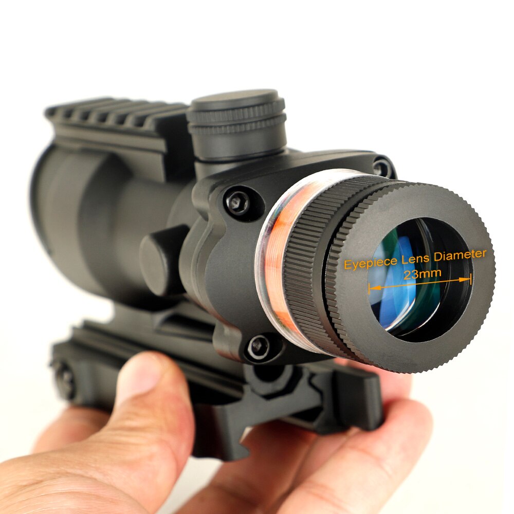 OHHUNT4X32 Rifle Scope Green Fiber Optic Illuminated Reticle With Top Rail Quick Detach Mounts Diopter Adjustment