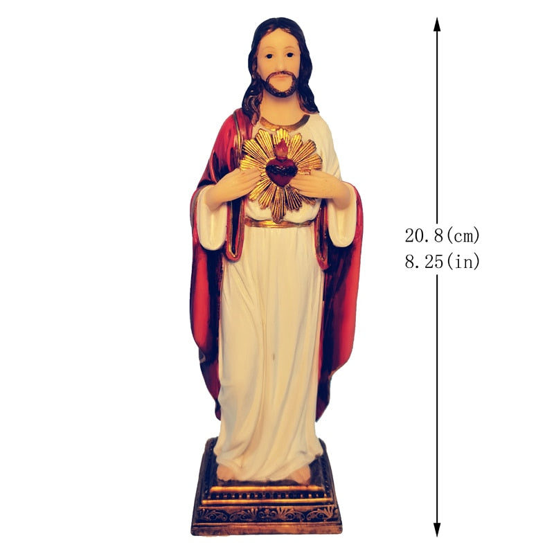 Zayton Jesus Statue Sacred Heart Figure Resin Sculpture Savior Figurine Catholic Christian Religious Gift Home Chapel Decoration