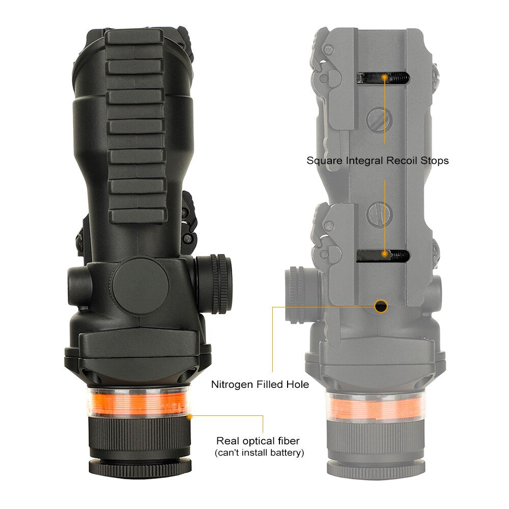 OHHUNT4X32 Rifle Scope Green Fiber Optic Illuminated Reticle With Top Rail Quick Detach Mounts Diopter Adjustment
