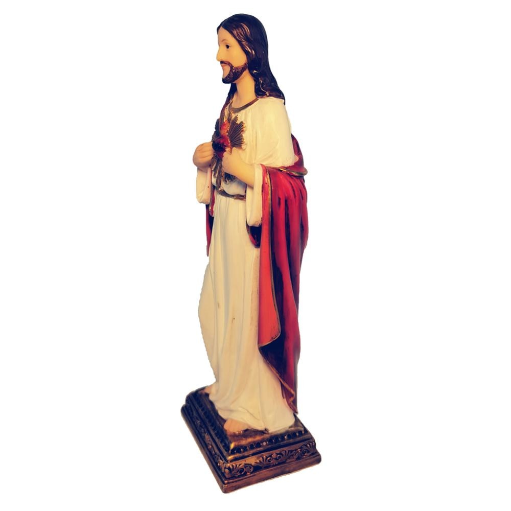 Zayton Jesus Statue Sacred Heart Figure Resin Sculpture Savior Figurine Catholic Christian Religious Gift Home Chapel Decoration